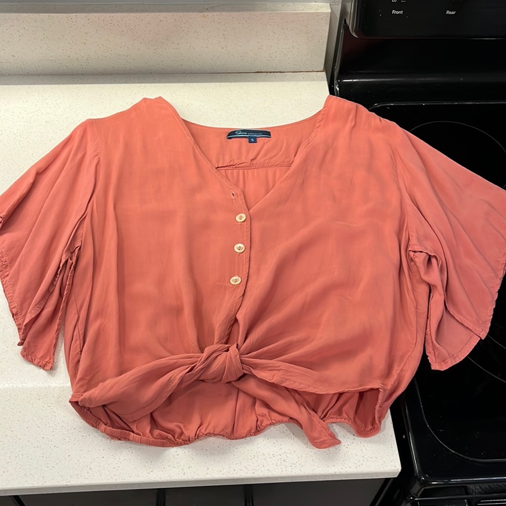 Shore orange tie top